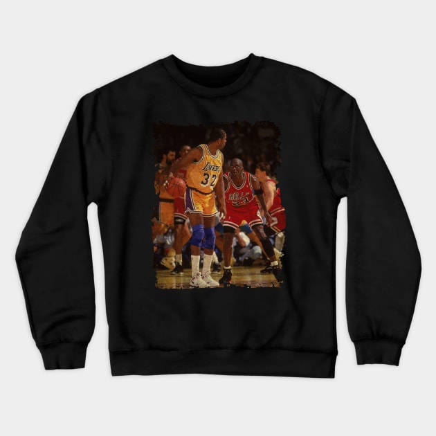 Magic Johnson vs Michael Jordan, NBA Finals Crewneck Sweatshirt by Omeshshopart